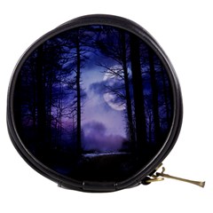 Moonlit A Forest At Night With A Full Moon Mini Makeup Bag by Proyonanggan