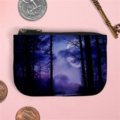 Moonlit A Forest At Night With A Full Moon Mini Coin Purse by Proyonanggan