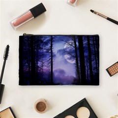 Moonlit A Forest At Night With A Full Moon Cosmetic Bag (medium) by Proyonanggan