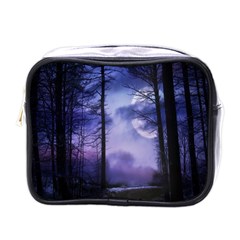 Moonlit A Forest At Night With A Full Moon Mini Toiletries Bag (one Side) by Proyonanggan