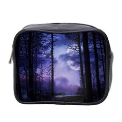 Moonlit A Forest At Night With A Full Moon Mini Toiletries Bag (two Sides)