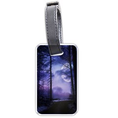 Moonlit A Forest At Night With A Full Moon Luggage Tag (one Side) by Proyonanggan