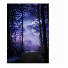 Moonlit A Forest At Night With A Full Moon Large Garden Flag (two Sides) by Proyonanggan