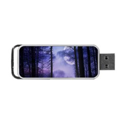 Moonlit A Forest At Night With A Full Moon Portable Usb Flash (one Side) by Proyonanggan