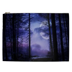 Moonlit A Forest At Night With A Full Moon Cosmetic Bag (xxl)