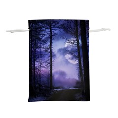 Moonlit A Forest At Night With A Full Moon Lightweight Drawstring Pouch (m)