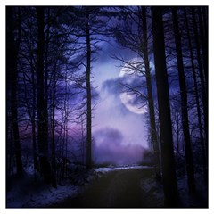 Moonlit A Forest At Night With A Full Moon Lightweight Scarf  by Proyonanggan