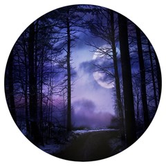 Moonlit A Forest At Night With A Full Moon Round Trivet by Proyonanggan