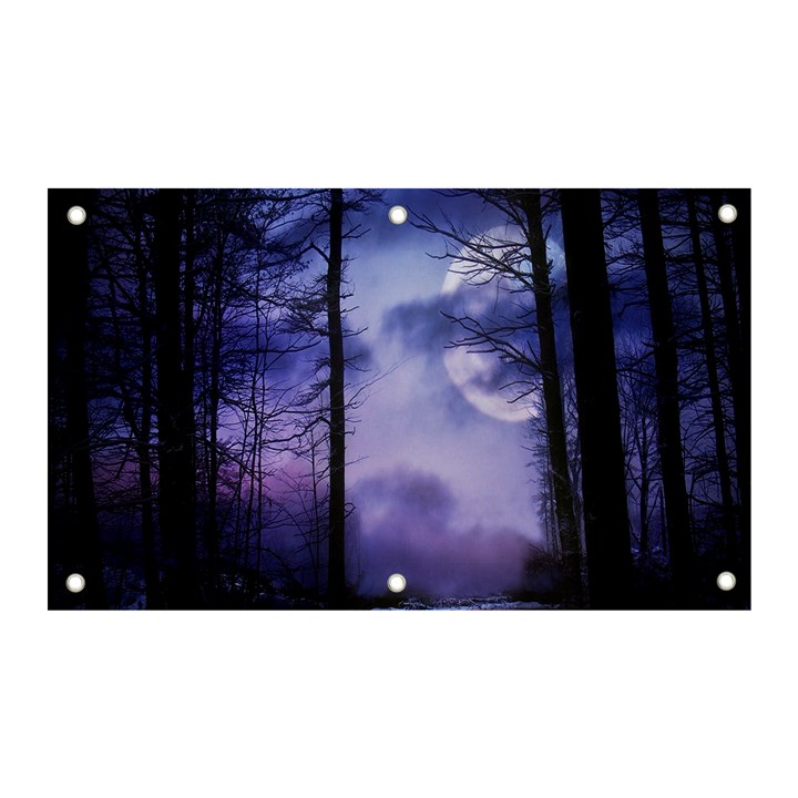 Moonlit A Forest At Night With A Full Moon Banner and Sign 5  x 3 