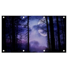 Moonlit A Forest At Night With A Full Moon Banner And Sign 7  X 4 