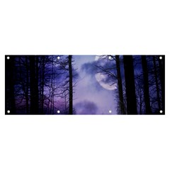 Moonlit A Forest At Night With A Full Moon Banner And Sign 8  X 3 