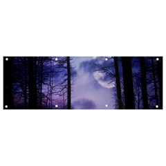 Moonlit A Forest At Night With A Full Moon Banner And Sign 9  X 3 