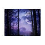 Moonlit A Forest At Night With A Full Moon Premium Plush Fleece Blanket (Mini) 35 x27  Blanket Front