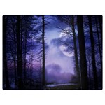 Moonlit A Forest At Night With A Full Moon Two Sides Premium Plush Fleece Blanket (Extra Small) 40 x30  Blanket Front