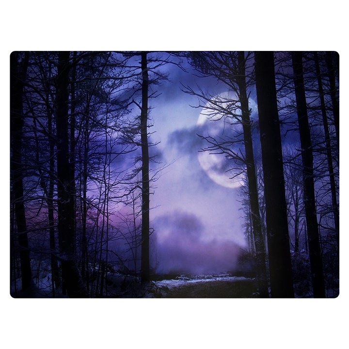 Moonlit A Forest At Night With A Full Moon Two Sides Premium Plush Fleece Blanket (Extra Small)