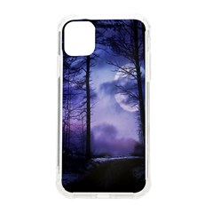 Moonlit A Forest At Night With A Full Moon Iphone 11 Tpu Uv Print Case by Proyonanggan