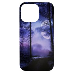 Moonlit A Forest At Night With A Full Moon Iphone 14 Pro Max Black Uv Print Case by Proyonanggan