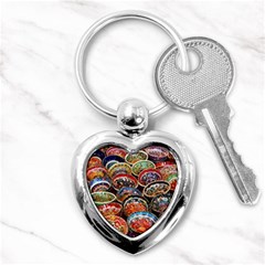 Art Background Bowl Ceramic Color Key Chain (heart) by Proyonanggan