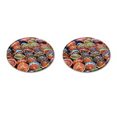 Art Background Bowl Ceramic Color Cufflinks (oval)