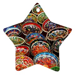 Art Background Bowl Ceramic Color Star Ornament (two Sides) by Proyonanggan