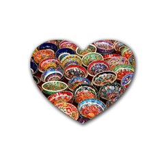 Art Background Bowl Ceramic Color Rubber Coaster (heart)