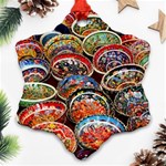 Art Background Bowl Ceramic Color Snowflake Ornament (Two Sides) Front