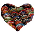 Art Background Bowl Ceramic Color Large 19  Premium Heart Shape Cushions Front