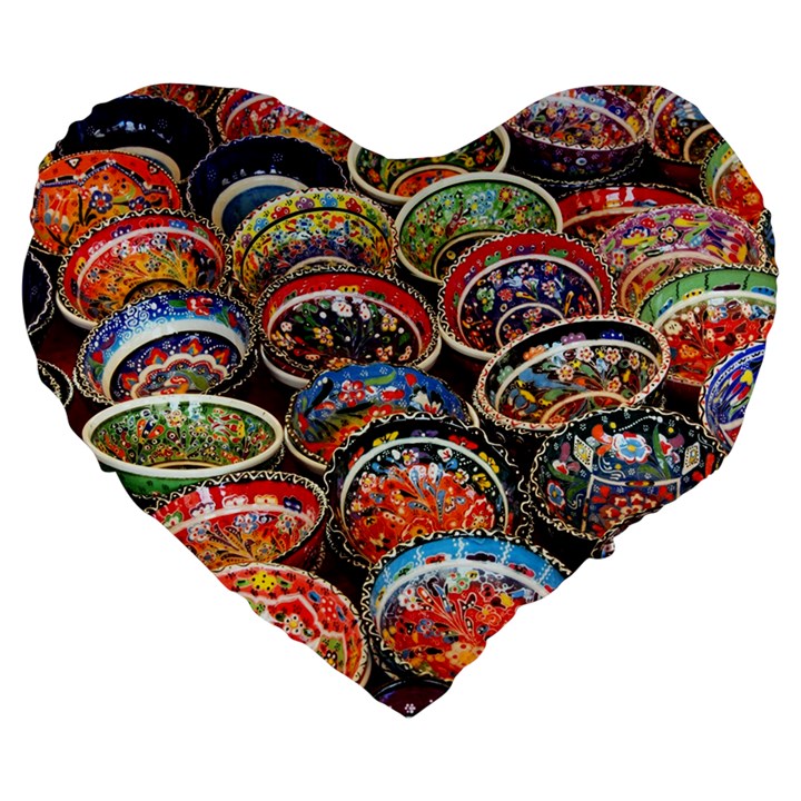 Art Background Bowl Ceramic Color Large 19  Premium Heart Shape Cushions