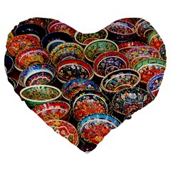 Art Background Bowl Ceramic Color Large 19  Premium Flano Heart Shape Cushions by Proyonanggan