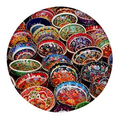 Art Background Bowl Ceramic Color Round Glass Fridge Magnet (4 Pack)