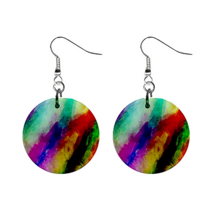 Colorful Abstract Paint Splats Background Mini Button Earrings