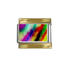 Colorful Abstract Paint Splats Background Gold Trim Italian Charm (9mm)