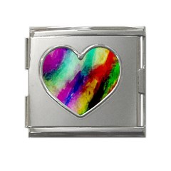 Colorful Abstract Paint Splats Background Mega Link Heart Italian Charm (18mm) by Proyonanggan