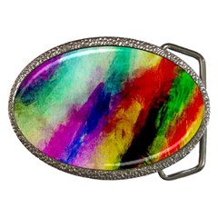 Colorful Abstract Paint Splats Background Belt Buckles