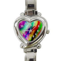 Colorful Abstract Paint Splats Background Heart Italian Charm Watch by Proyonanggan