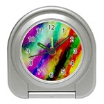 Colorful Abstract Paint Splats Background Travel Alarm Clock Front