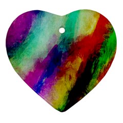 Colorful Abstract Paint Splats Background Heart Ornament (two Sides)