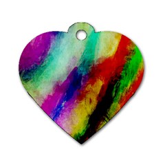 Colorful Abstract Paint Splats Background Dog Tag Heart (one Side)