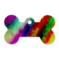 Colorful Abstract Paint Splats Background Dog Tag Bone (one Side)