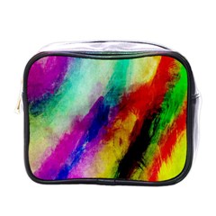 Colorful Abstract Paint Splats Background Mini Toiletries Bag (one Side)