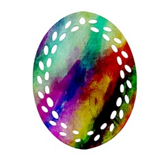 Colorful Abstract Paint Splats Background Ornament (oval Filigree)