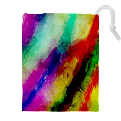 Colorful Abstract Paint Splats Background Drawstring Pouch (5xl) by Proyonanggan