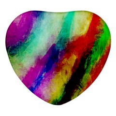 Colorful Abstract Paint Splats Background Heart Glass Fridge Magnet (4 Pack)