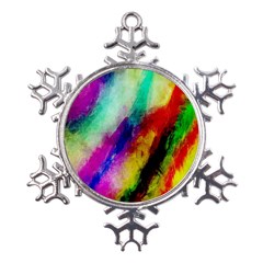 Colorful Abstract Paint Splats Background Metal Large Snowflake Ornament by Proyonanggan