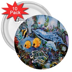 Colorful Aquatic Life Wall Mural 3  Buttons (10 Pack)  by Proyonanggan