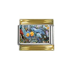 Colorful Aquatic Life Wall Mural Gold Trim Italian Charm (9mm) by Proyonanggan