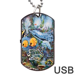 Colorful Aquatic Life Wall Mural Dog Tag Usb Flash (one Side) by Proyonanggan