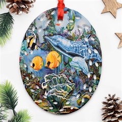 Colorful Aquatic Life Wall Mural Ornament (oval Filigree)