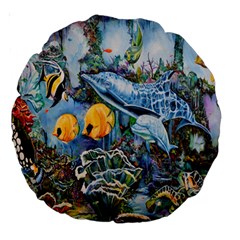 Colorful Aquatic Life Wall Mural Large 18  Premium Round Cushions by Proyonanggan