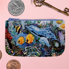 Colorful Aquatic Life Wall Mural Large Coin Purse by Proyonanggan